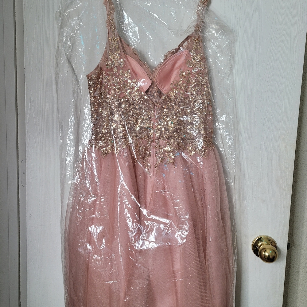 Elegant Pink Sequin Teen Dress Small Size